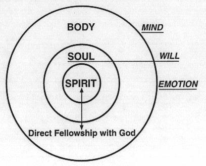 Illustration of our Personality (Body, Soul, Spirit, Mind, Will, Emotion) 